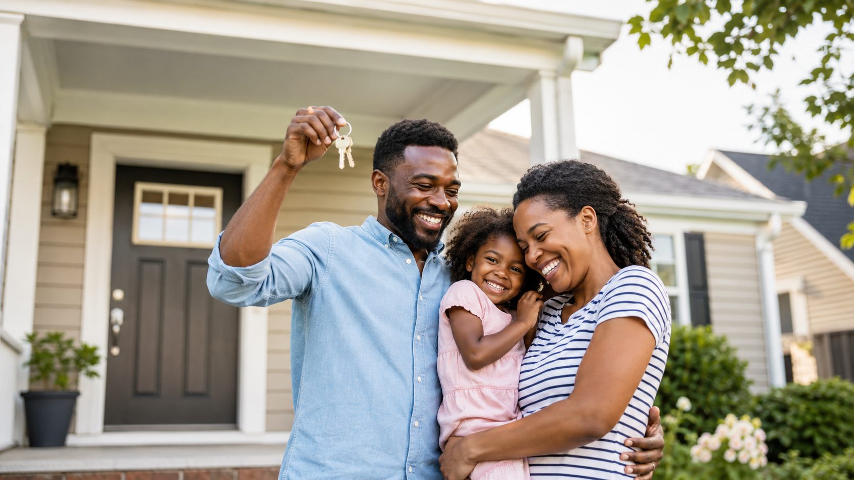 Family with keys to new home